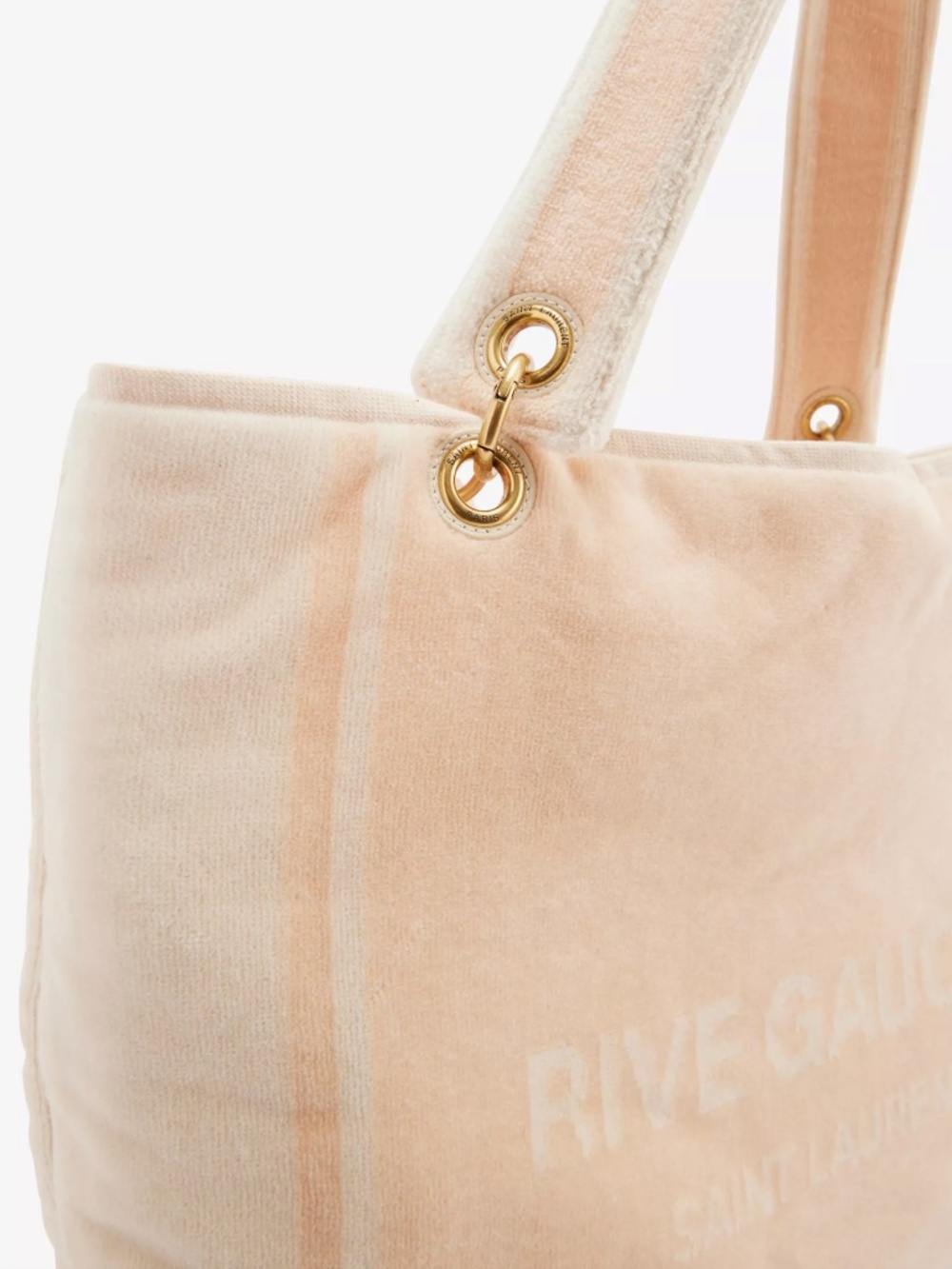 Saint Laurent YSL Rive Gauche Pink White Logo Convertible Towel Terry Tote Bag - Picture 3 of 16